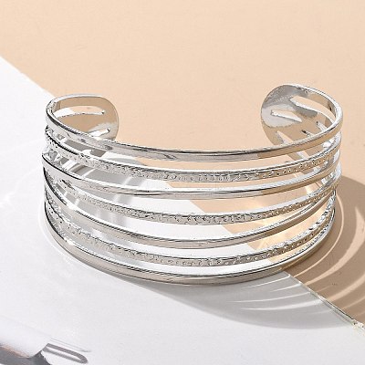 Electrophoresis Iron Cuff Bangles for Women BJEW-M057-05P-1