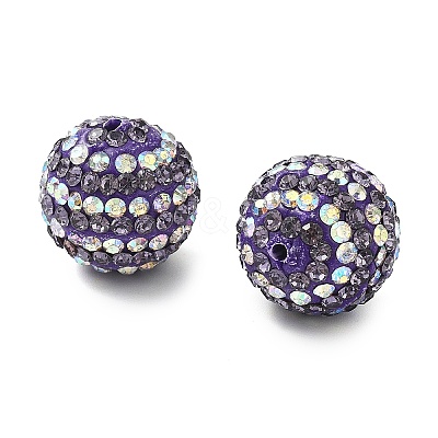 Stripe Pattern Polymer Clay Rhinestone Beads CLAY-NH0001-01K-1