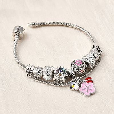 Alloy Enamel European Beads Charm Bracelets BJEW-F495-16P-1