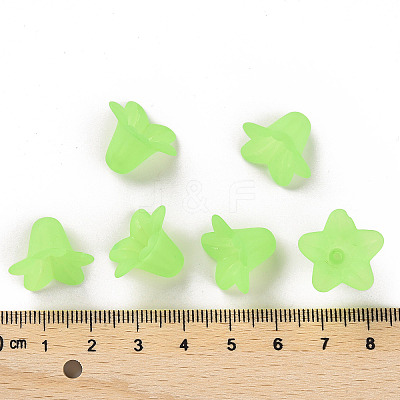Green Frosted Transparent Acrylic Flower Beads X-PLF018-05-1