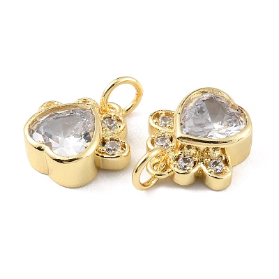 Rack Plating Brass Micro Pave Cubic Zirconia Charms KK-C021-07G-1