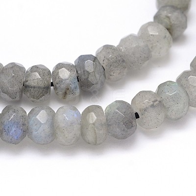 Natural Labradorite Rondelle Bead Strands G-O095-04-A-1