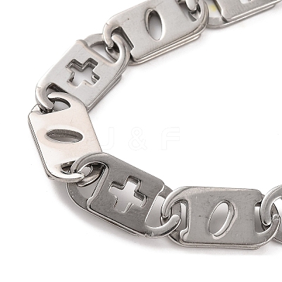 Tarnish Resistant Vacuum Plating 201 Stainless Steel Mariner Hollow Cross Link Chain Bracelets BJEW-B078-64P-1
