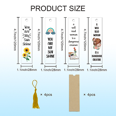 4 Sets Acrylic Bookmark Pendants for Teachers' Day DIY-GL0004-27A-1