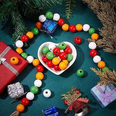 200Pcs 4 Colors Painted Natural Wood Beads WOOD-SZ0001-06-1