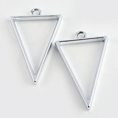 Rack Plating Alloy Triangle Open Back Bezel Pendants PALLOY-S047-09D-FF-1