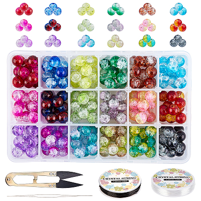DIY Baking Paint Crackle Glass Beads Stretch Bracelet Making Kits DIY-PH0004-54A-1