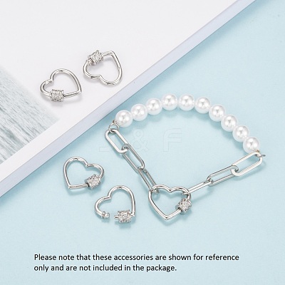 Brass Micro Pave Clear Cubic Zirconia Screw Carabiner Lock Charms ZIRC-E164-07P-1
