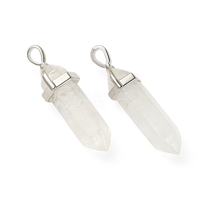 2Pcs Natural Quartz Crystal Double Terminated Pointed Pendants G-YW0002-05F-1