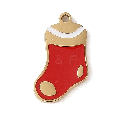 Christmas Theme Ion Plating(IP) 304 Stainless Steel Enamel Charms STAS-Z083-06G-05-1
