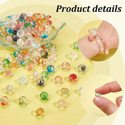 300Pcs 12 Colors Baking Paint Transparent Glass Beads GLAA-PH0003-09-1