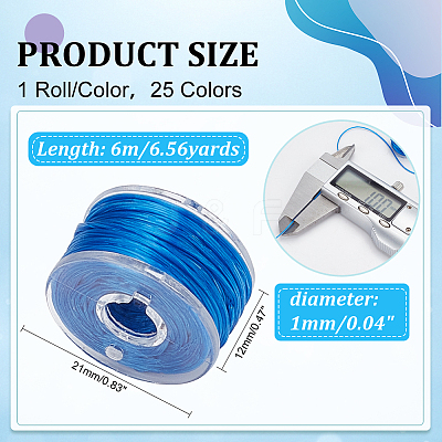 25 Rolls 25 Colors Flat Elastic Crystal String EW-WH0013-29-1