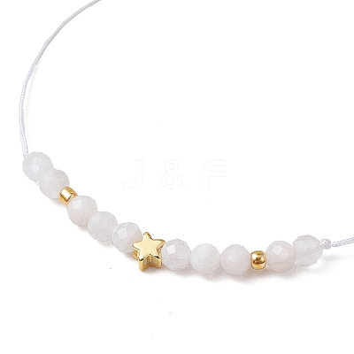 Natural Round Moonstone Beads Braided Bead Bracelets for Women BJEW-JB11655-02-1