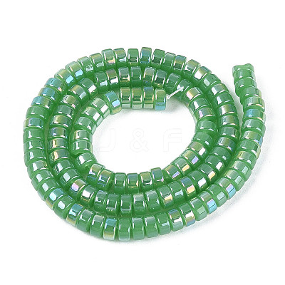AB Color Plated Imitation Jade Glass Beads Strands GLAA-T026-3x6mm-J03-1