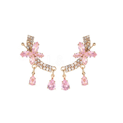 Alloy & Cubic Zirconia Dangle Stud Earrings WG78882-01-1