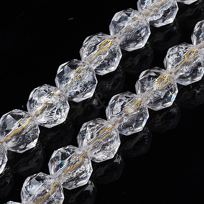 Transparent Crackle Glass Beads Strands GLAA-N051-02-1
