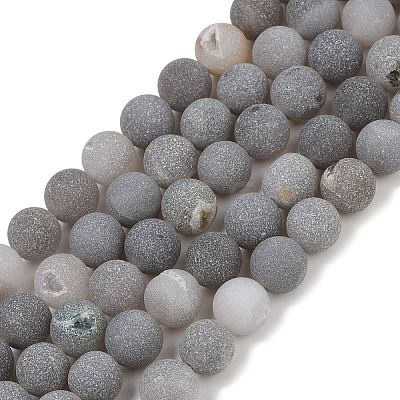 Natural Druzy Agate Beads Strands G-NH0024-A02-10mm-1