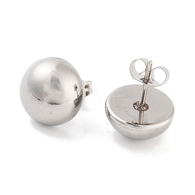 Non-Tarnish Half Round 316 Surgical Stainless Steel Stud Earrings for Women Men LS-EJEW-Z050-08B-AS-1
