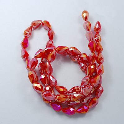 Electroplate Glass Beads Strands X-EGLA-R007-11x8mm-2-1