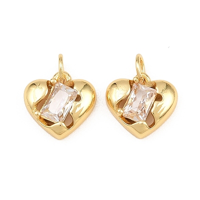 Valentine's Day Brass Micro Pave Clear Cubic Zirconia Charms KK-H292-52C-G-1