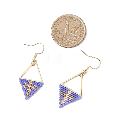 Handmade Glass Seed Beads Rhombus Dangle Earrings EJEW-MZ00542-05-1