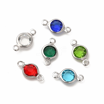 304 Stainless Steel with Glass Connector Charms STAS-G305-08P-1