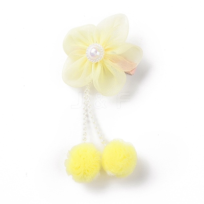 Flower Cloth Metallic Alligator Hair Clips PHAR-D013-01B-1