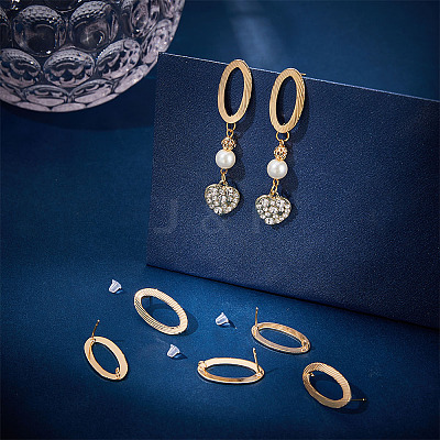 12Pcs Brass Hollow Out Oval Stud Earring Findings KK-BC0011-01-1