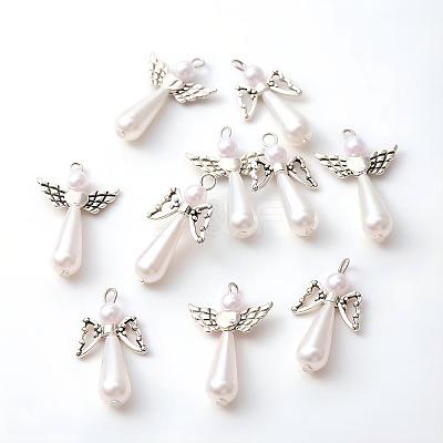 Acrylic Imitation Pearl with Alloy Pendants PALLOY-YW00001-1