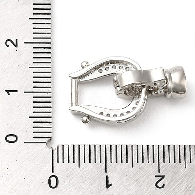 Rack Plating Brass Micro Pave Clear Cubic Zirconia U-Shaped Fold Over Clasps KK-K349-13P-1