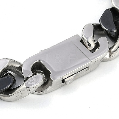304 Stainless Steel Ceramics Cuban Link Chain Bracelets for Men BJEW-B102-02P-02-1