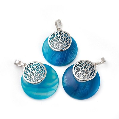 Natural Striped Agate/Banded Agate Pendants KK-F751-M-A13-1
