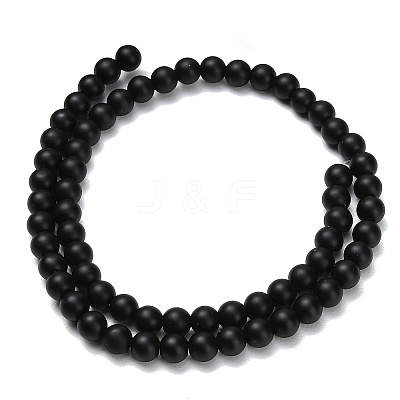 Natural Black Onyx(Dyed & Heated) Beads Strands X-G-Z024-01B-6mm-1