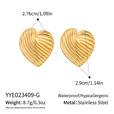 304 Stainless Steel Heart Stud Earrings for Women OP2975-1-1