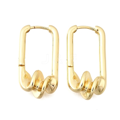 Rectangle Brass Hoop Earrings EJEW-Z121-08G-1