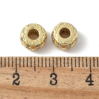 Brass Micro Pave Cubic Zirconia Beads KK-D324-20G-1