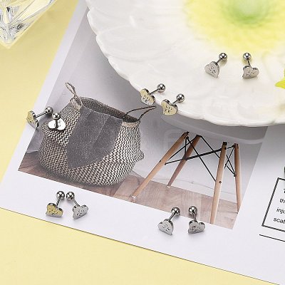 Tarnish Resistant 201 Stainless Steel Cartilage Earrings for Valentine's Day EJEW-R147-37-1