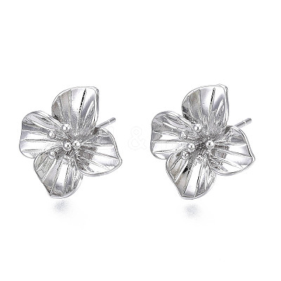 Brass Stud Earring Findings KK-N232-337A-01P-1