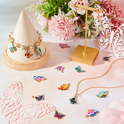 48Pcs 12 Style Alloy Enamel Printed Pendants ENAM-OC0001-10-1
