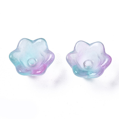 Transparent Two Tone Spray Painted Glass Beads GLAA-Q089-002B-002-1