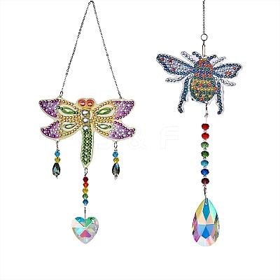 2 Sets 2 Style DIY Diamond Painting Wind Chime Kits DIY-SZ0007-55-1