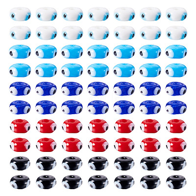 100Pcs 5 Colors Handmade Evil Eye Lampwork Beads Strands LAMP-TA0001-88A-1