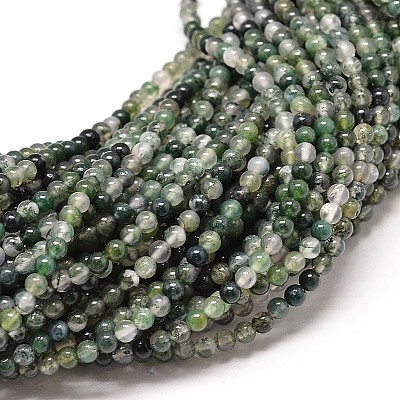 Natural Moss Agate Round Bead Strands G-P072-01-10mm-1