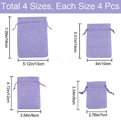 16Pcs 4 Styles Polyester Imitation Burlap Packing Pouches Drawstring Bags ABAG-BBC0001-01C-1