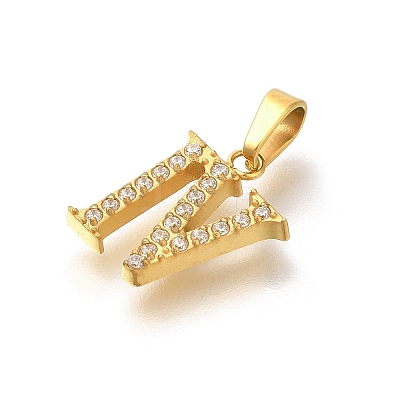 Ion Plating(IP) 304 Stainless Steel Micro Pave Cubic Zirconia Pendants STAS-H228-02G-04-1