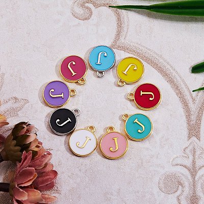 120Pcs 12 Colors Golden Plated Alloy Charms ENAM-SZ0001-64J-1