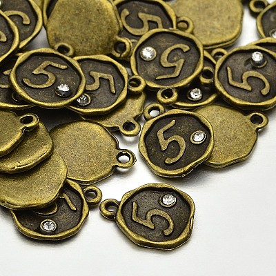 Antique Bronze Plated Alloy Rhinestone Charms ALRI-J153-05-NF-1