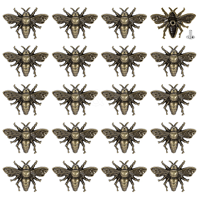 20Pcs Zinc Alloy Bees Decorative Rivets FIND-PH0062-14AB-1
