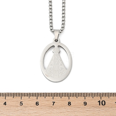 201 Stainless Steel Nossa Senhora Aparecida Virgin Mary Pendant Necklaces for Women LS-NJEW-K283-01P-1