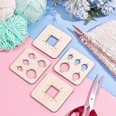 4Pcs 2 Style Wood Knitting Needle Gauge WOOD-PH0009-55-1